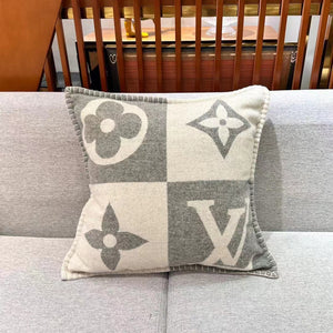 CUSTOM LV WOOL CHECKMATE THROW PILLOW