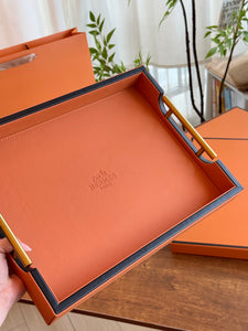 HERMES LEATHER SERVING TRAY