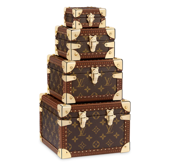 CUSTOM LV PYRAMID MONOGRAM TRUNK SET