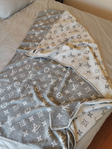 CUSTOM LV GREY THROW BLANKET