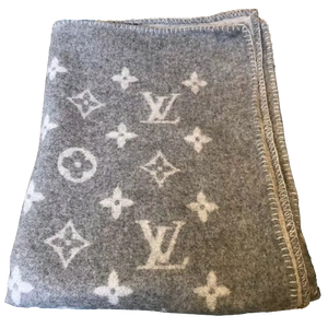 CUSTOM LV GREY THROW BLANKET