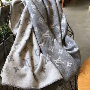 CUSTOM LV GREY THROW BLANKET